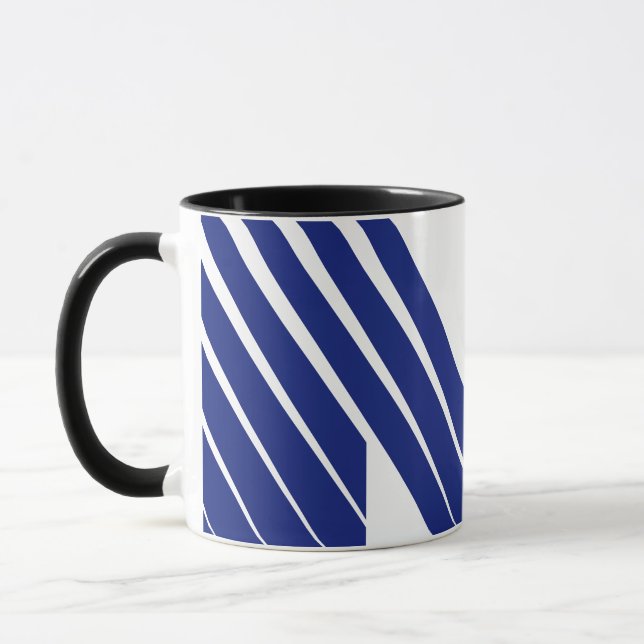 Elegant Blue Line Letter M  Mug (Left)
