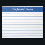 Elegant Blue Lined 11 x 8.5 Landscape Personalised Notepad<br><div class="desc">Elegant Blue Lined 11 x 8.5 Landscape Personalised Notepad These customisable notepads are simple for every day use or sending a formal note to someone from your home office or desk. You can also choose a variety of colours from our shop for your home office needs. Personalise these notepads with...</div>