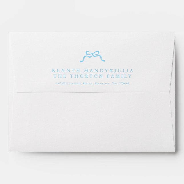 Elegant Blue Little Bows Baby Boy Announcement Envelope (Back (Top Flap))