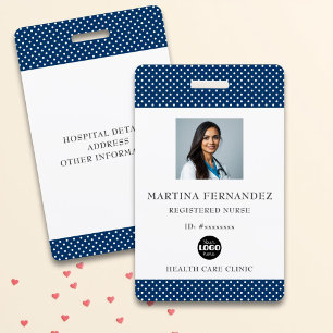 Elegant Blue Logo Medical Nurse ID Badge