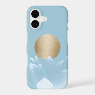 Elegant Blue Lotus Flower & Gold Sun Light Blue