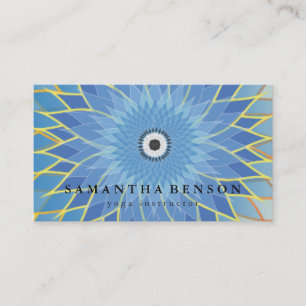 Elegant Blue Lotus Flower Logo Yoga Business Card