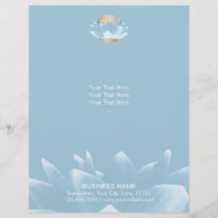 Elegant Blue Lotus & Gold Sun Light Blue