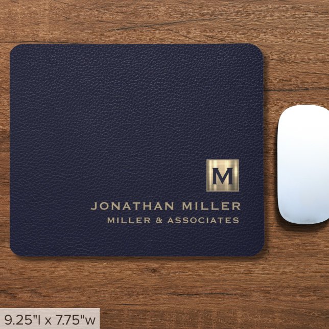 Elegant Blue Luxury Gold Initial Logo Mouse Pad (Creator Uploaded)