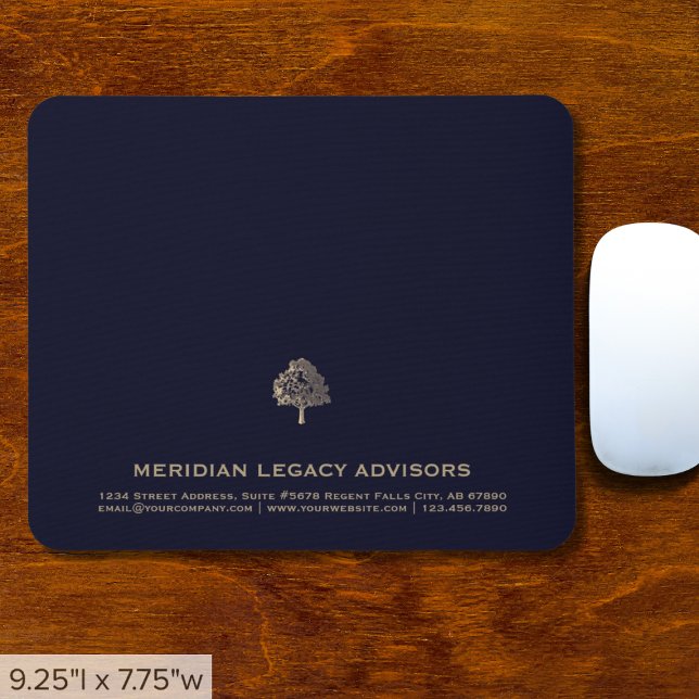 Elegant Blue Luxury Gold Tree Logo Mouse Pad (Creator Uploaded)