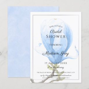 Elegant Blue Magnolia Bridal Shower Invitation