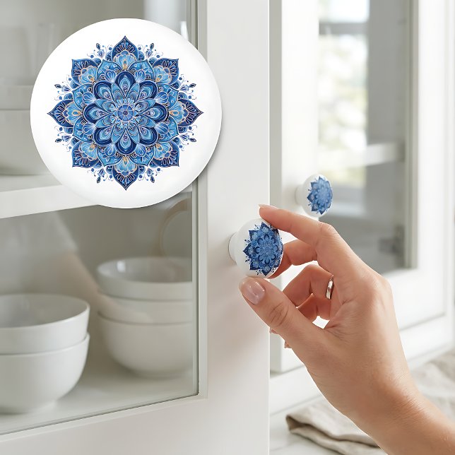 Elegant Blue Mandala  Ceramic Knob (Creator Uploaded)
