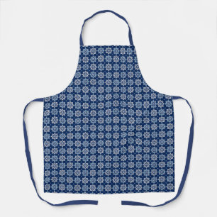 Elegant Blue Mandala Floral Pattern Apron