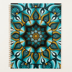 Elegant Blue Mandala Sacred Geometry Boho Zen Planner