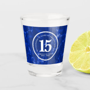 Elegant Blue Marble 15 Years Work Anniversary Shot Glass