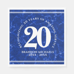 Elegant Blue Marble 20 Years Work Anniversary Napkin