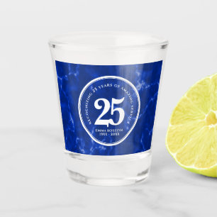 Elegant Blue Marble 25 Years Work Anniversary Shot Glass