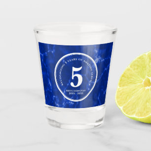 Elegant Blue Marble 5 Years Work Anniversary Shot Glass