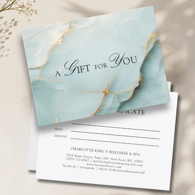 Elegant Blue Marble Gift Certificate (A Gift for You! Blue Gold Marble Gift Certificate)
