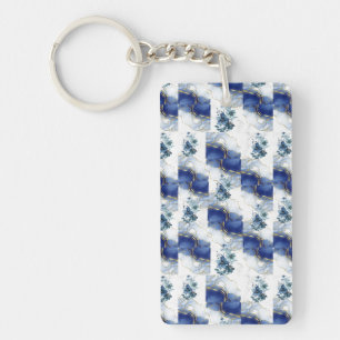 Elegant Blue Marble Key Ring