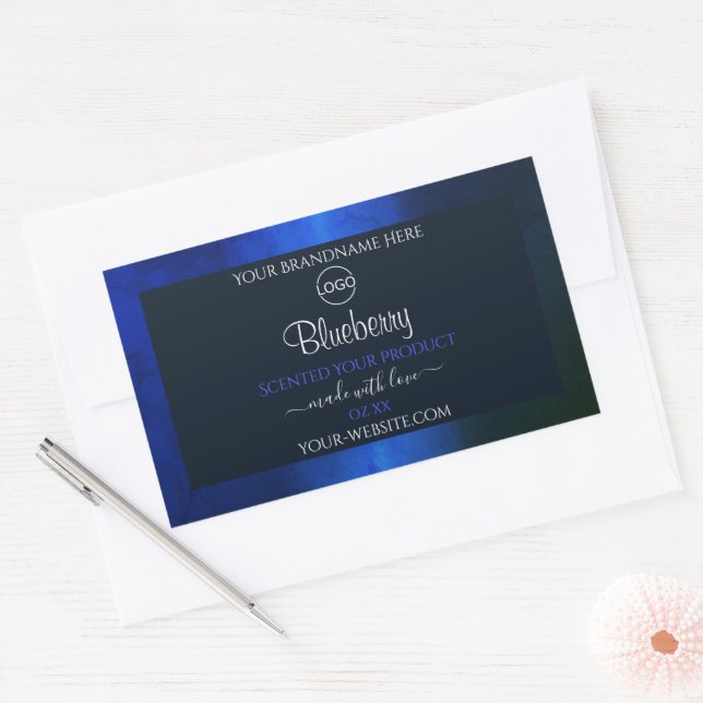 Elegant Blue Marble Pattern Product Label Add Logo (Envelope)