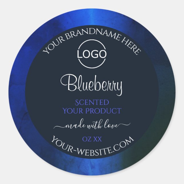 Elegant Blue Marble Pattern Product Label Add Logo (Front)