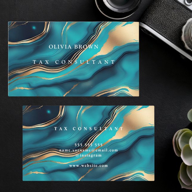 Elegant blue marble Professional   Business Card (Creator Uploaded)