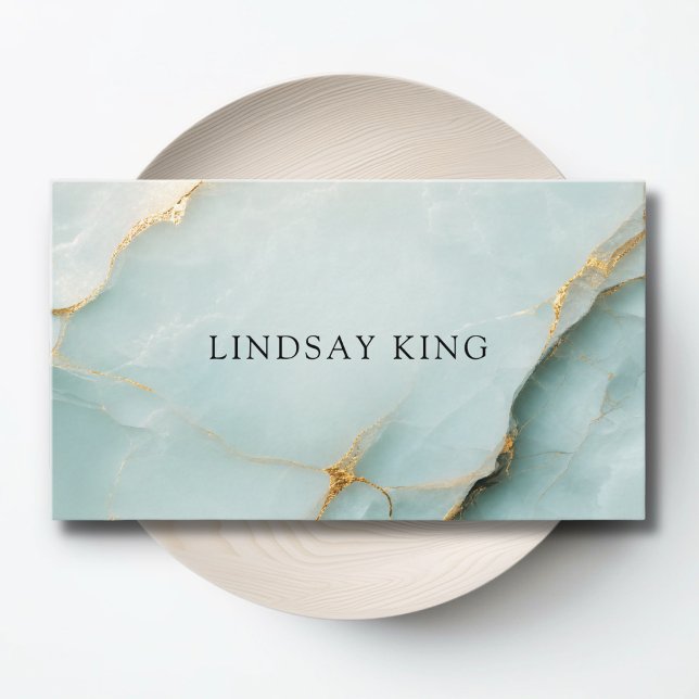 Elegant Blue Marble QR Code Business Card (Elegant Blue Marble QR Code Business Card)