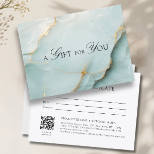 Elegant Blue Marble QR Code Gift Certificate