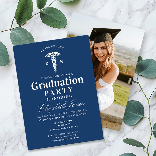 Elegant Blue Medical Student Graduation Party  Invitation (Creator Uploaded)