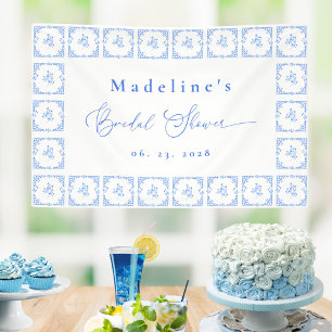 Elegant Blue Mediterranean Tile Bridal Shower Banner