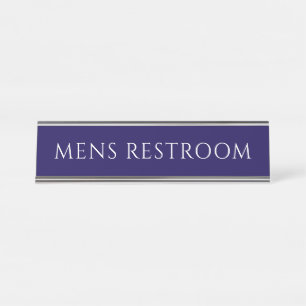 Elegant Blue Mens Restroom Desk Name Plate