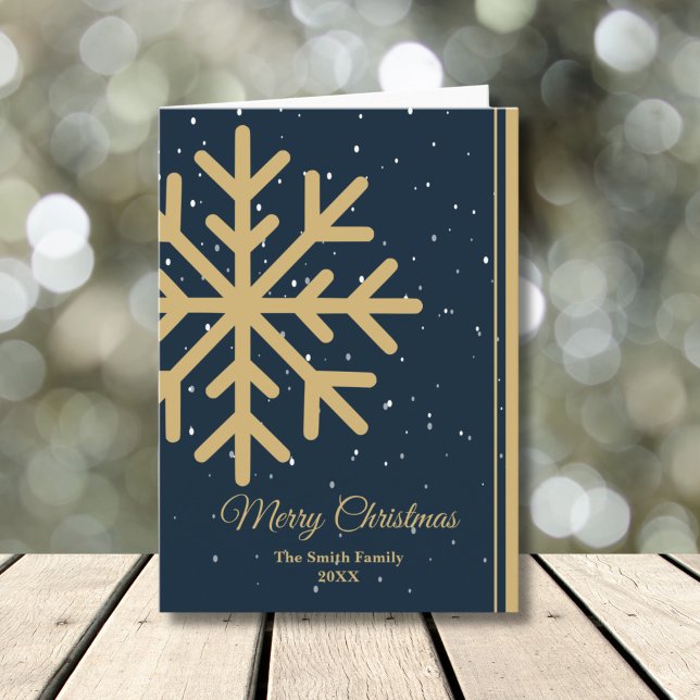 Elegant Blue Merry Christmas Snowflake Folded Holiday Card (Creator Uploaded)