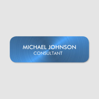 Elegant Blue Metallic Professional Business Name Tag
