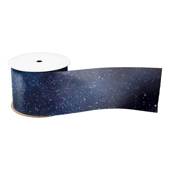 Elegant Blue Milkyway Galaxy Texture Satin Ribbon (Spool)
