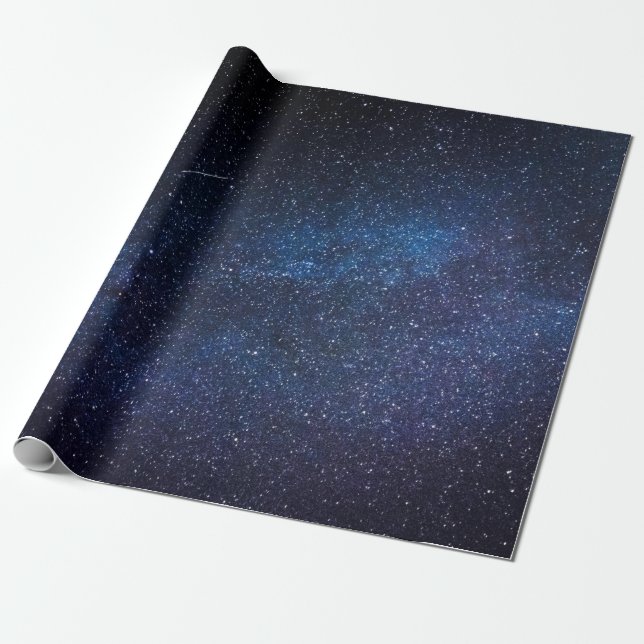 Elegant Blue Milkyway Galaxy Texture Wrapping Paper (Unrolled)
