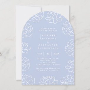 Elegant Blue Minimal Botanical Wedding Invitation