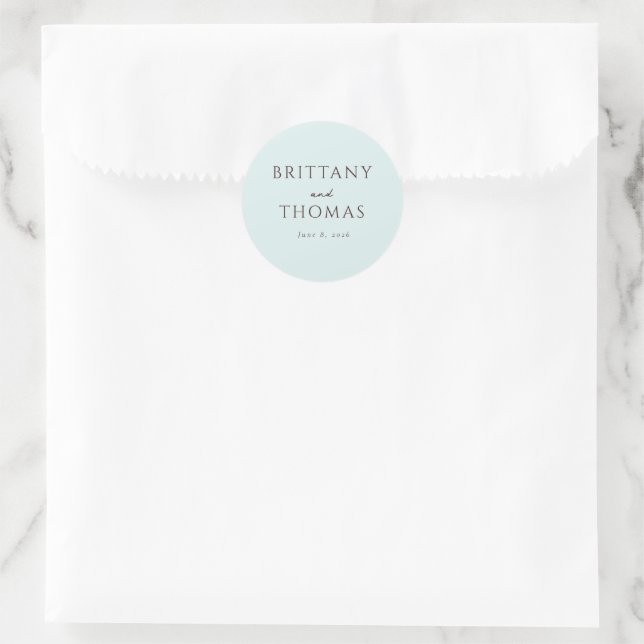 Elegant Blue Minimalist Calligraphy Classic Round Sticker (Bag)