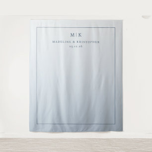 Elegant Blue Minimalist Initials Tapestry