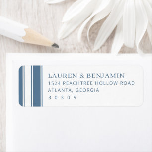 Elegant Blue Minimalist Lines Return Address Label