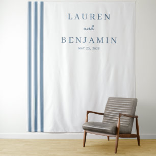 Elegant Blue Minimalist Lines Tapestry