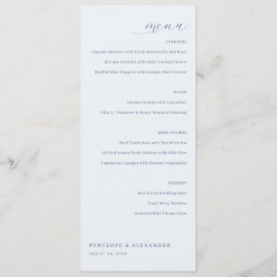 Elegant Blue Minimalist Menu