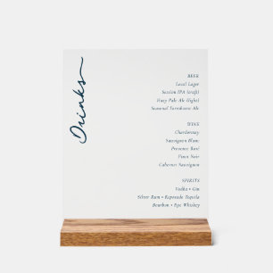 Elegant Blue Minimalist Menu Sign