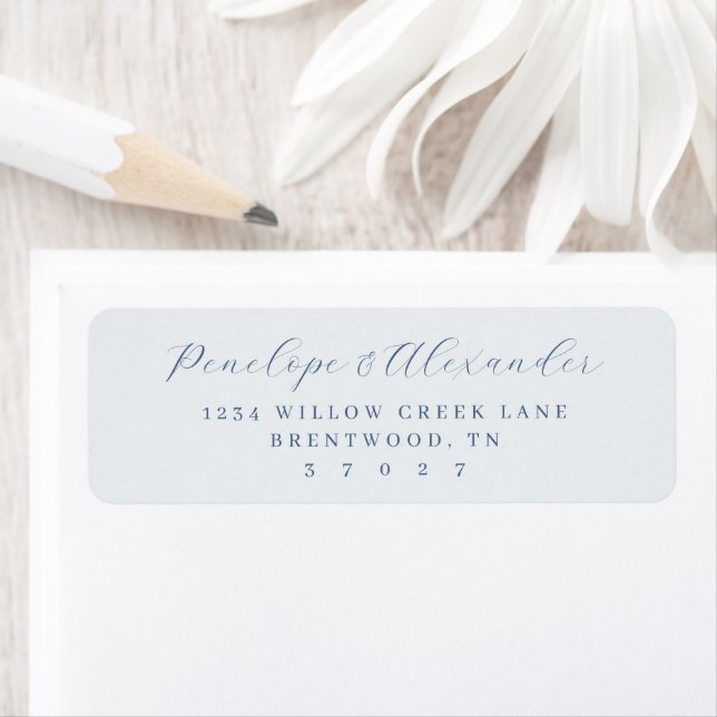 Elegant Blue Minimalist Return Address Label (Insitu)