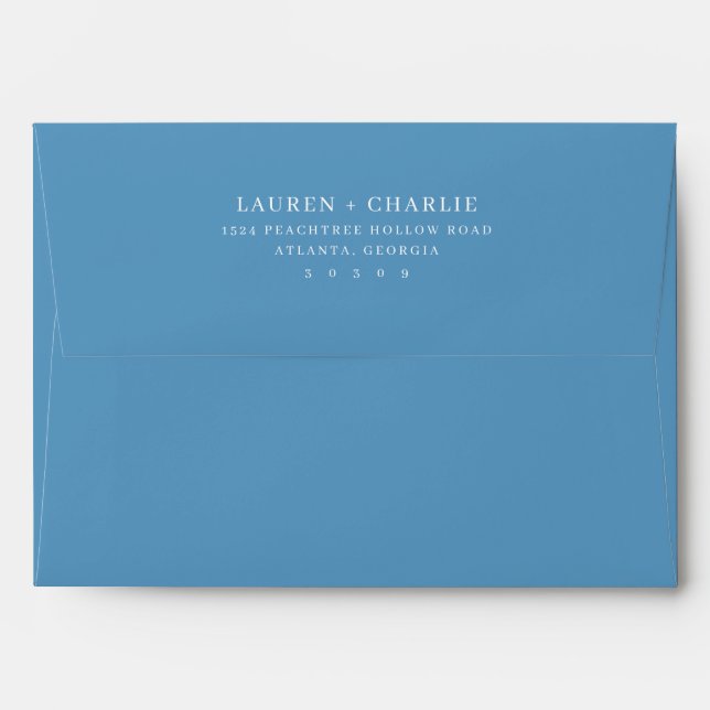 Elegant Blue Minimalist Typographic Envelope (Back (Top Flap))