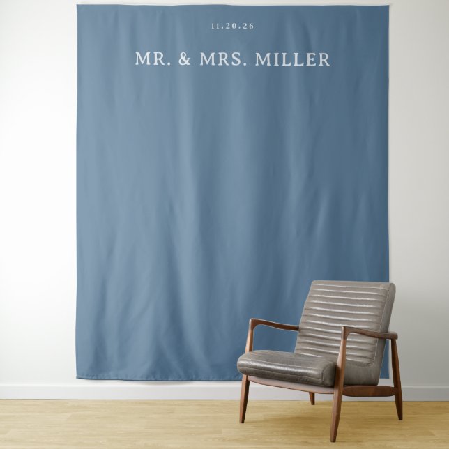 Elegant Blue Minimalist Typographic Tapestry (In Situ)