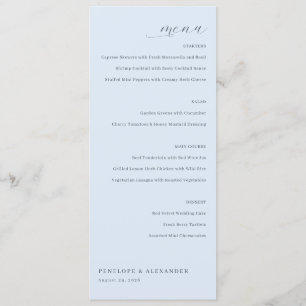 Elegant Blue Minimalist Wedding Menu