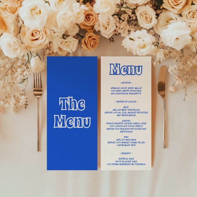 Elegant Blue Minimalist Wedding Reception Menu (Creator Uploaded)