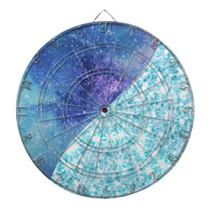 Elegant Blue Modern gradient galaxy glitter star Dartboard