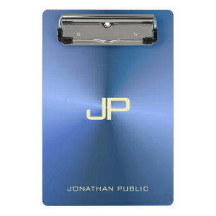 Elegant Blue Modern Monogrammed Template Trendy Mini Clipboard