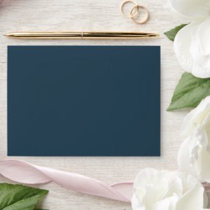 Elegant Blue Modern Typography Minimalist Wedding Envelope