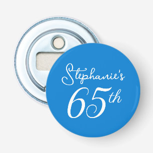Elegant Blue Monogram 65th Birthday Party Bottle Opener