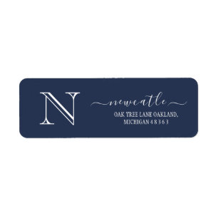 Elegant blue Monogram Initial Return Address L La Return Address Label