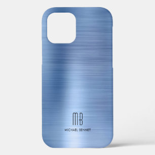 Elegant Blue Monogram iPhone 12 Case