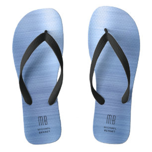 Elegant Blue Monogram Thongs